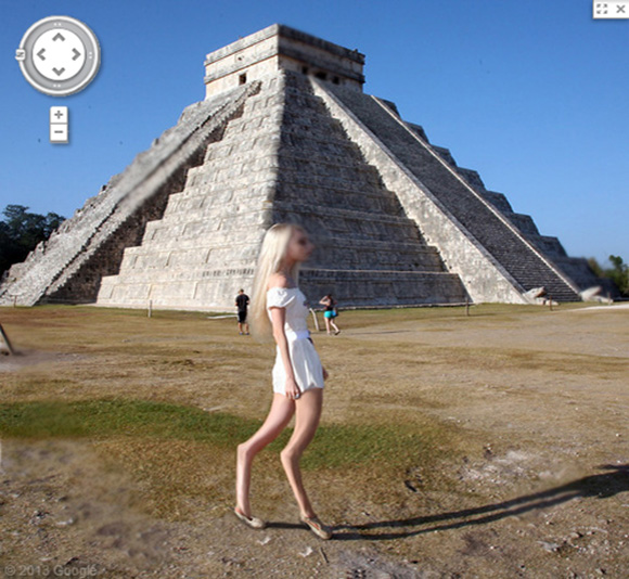 これがほんとの”カモシカのような足”の女性だ！！！！！！ - Googleマップのストリートビューで、メキシコのマヤ文明遺跡付近に謎めいた女性が写っていると話題に